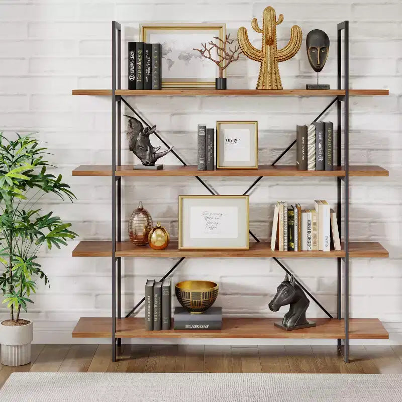 Industrial Metal and Firwood Bookshelf