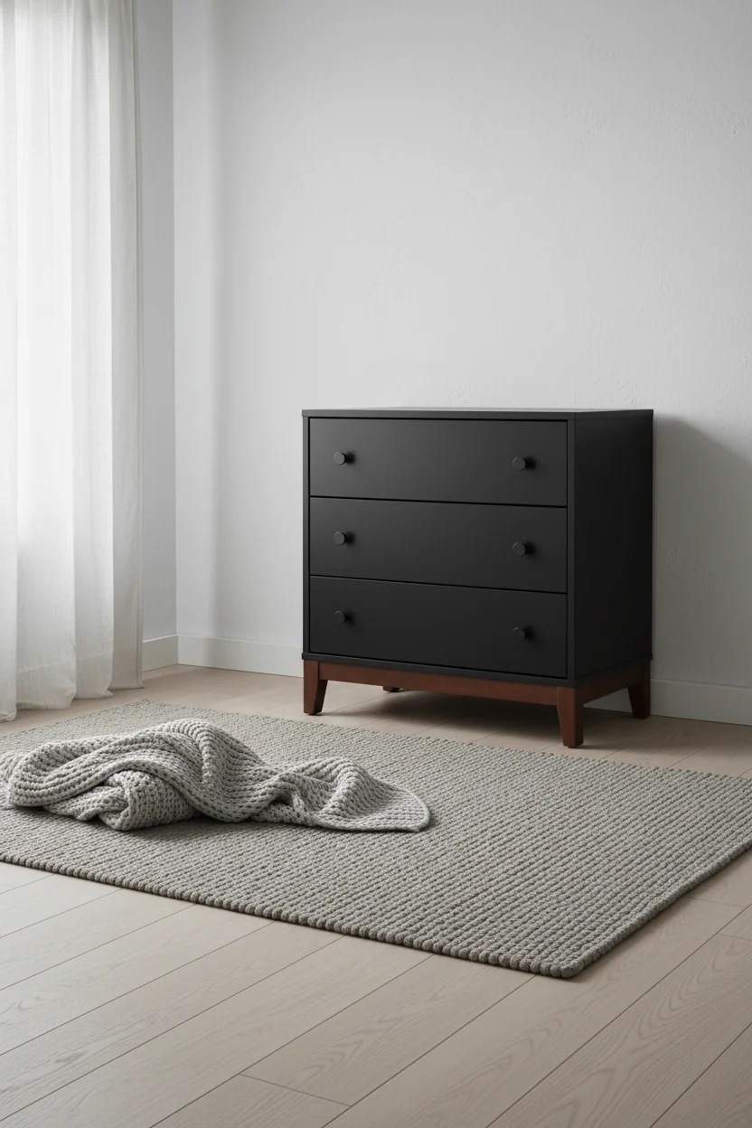 3-Drawer Nightstand - Black and Cherry