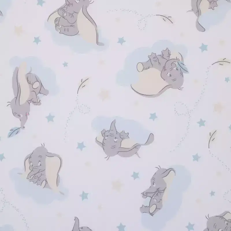 NoJo Disney Dumbo Light Blue, Gray, and White Super Soft Nursery Fitted Crib Sheet