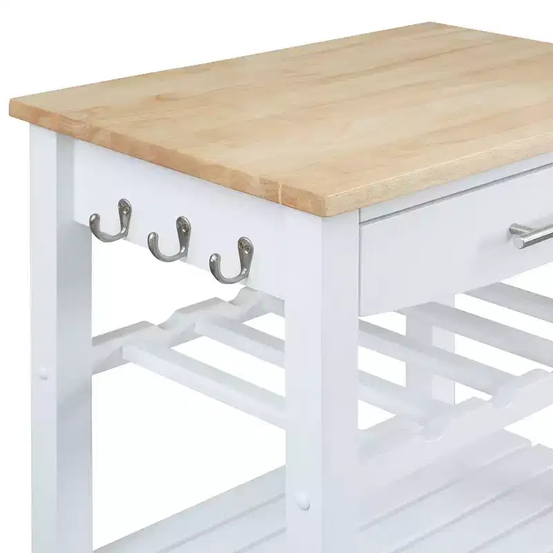 Ellaine 4 Tier Butcher Block Kitchen Cart with Drawer and Wine Rack - Breighton Home
