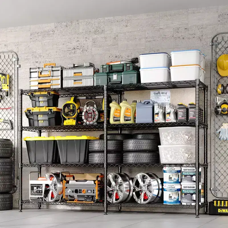 4-Tier Heavy Duty Metal Storage Shelving Unit – L-Shape or Horizontal Setup