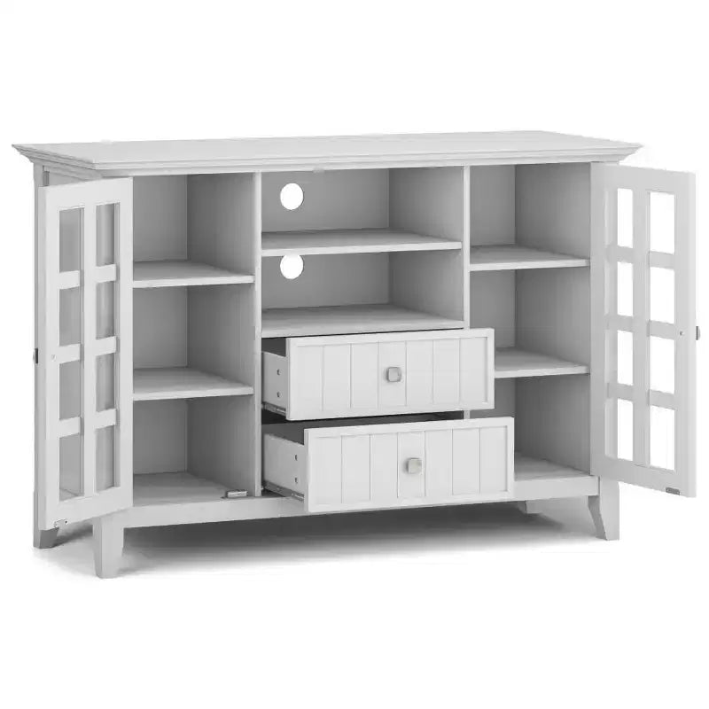 Normandy Tall TV Stand for TVs up to 60 White - WyndenHall: Adjustable Shelves, Pine & Plywood, Media Storage