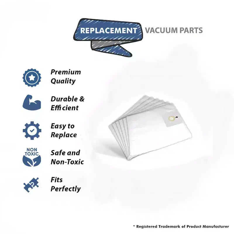 Topvacuumparts Replacement For Vento Canister paper bags Fits MR500, Vento Canister Vacuum Cleaner Paper Bags 6PK # compare to part 500DUSTBAG