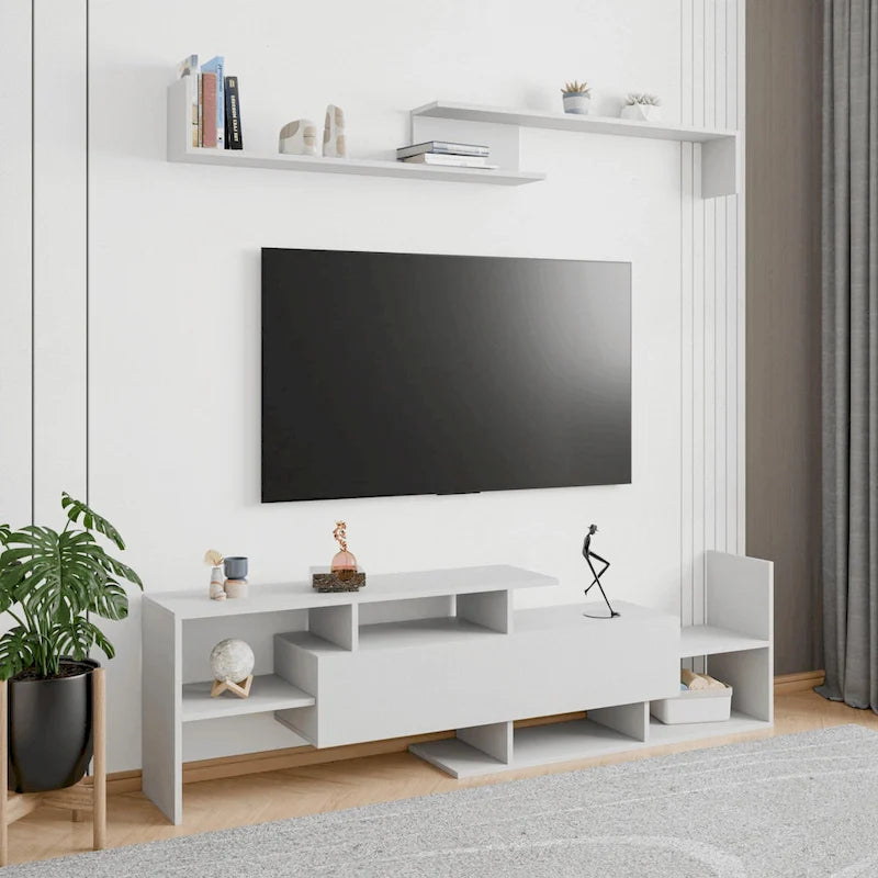 Surrey 60.2 2 Pc 1-Drawer Floating TV Stand Media Console with Open Shelves