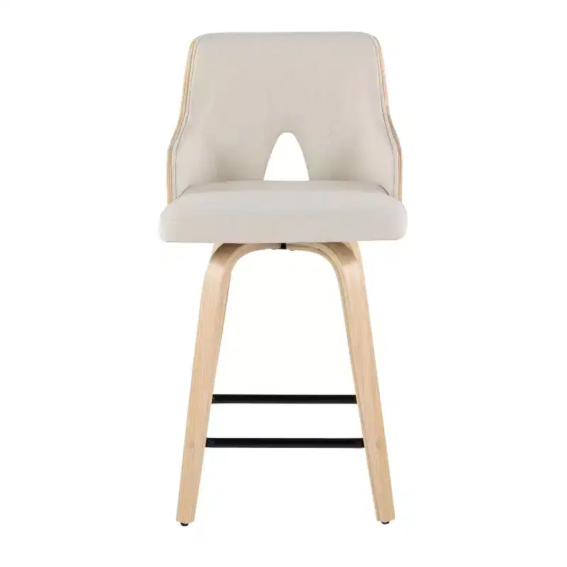 Set of 2 Stella Counter Height Barstools: Swivel, Full Back, Upholstered - LumiSource