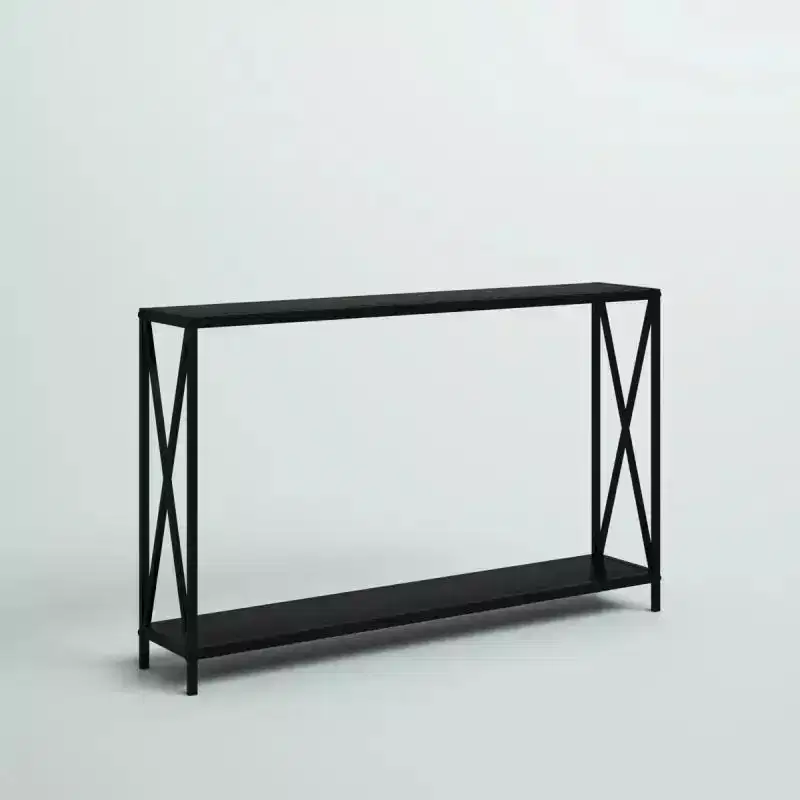 Slim Console Table with X-Frame – Black Entryway Accent