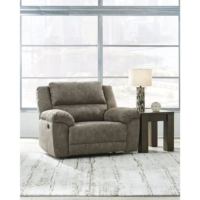 Oversized Power Recliner Chair | Brown Upholstery | Extra Wide Seat | Living Room
