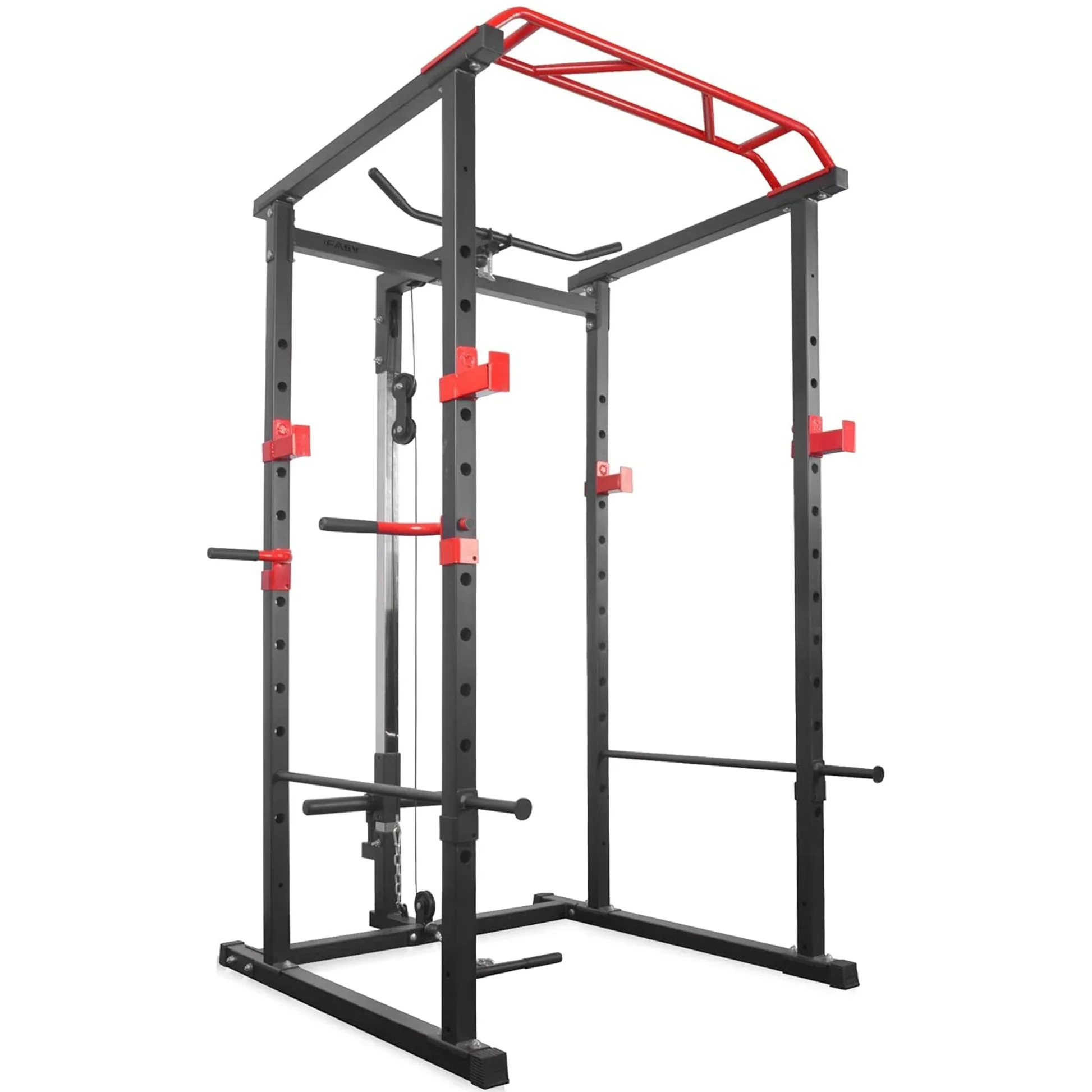 Adjustable Power Rack Multi-Cage with Dual Cable Pulley & Pull-Up Bar ¨C Heavy-Duty Steel Strength Training Station for Home Gym Fitness