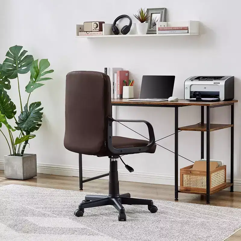 VECELO Home Office Desk Chair with Armrests, Mid Back Adjustable Height