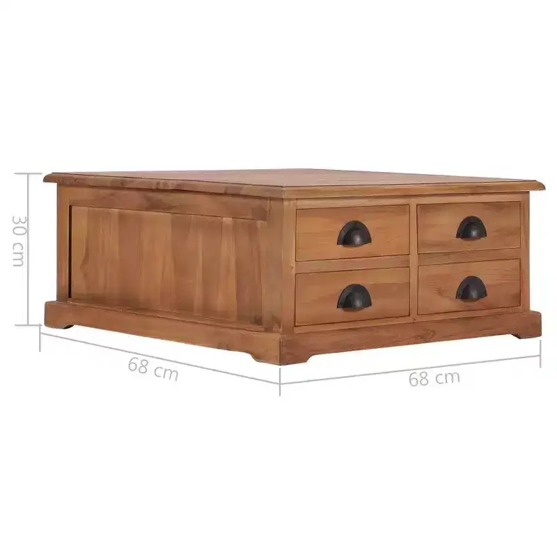 vidaXL Coffee Table 26.8x26.7x11.8 Solid Teak Wood