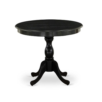 3-Piece Wirebrushed Black Solid Wood Top - Round Dining Room Set - Seats-4