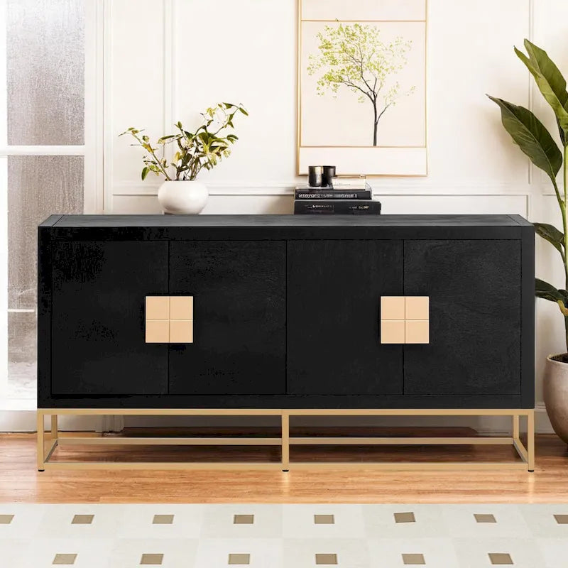 4-Door Light Luxury Sideboard Cabinet with Adjustable Shelves and Metal Legs