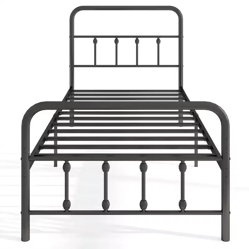 Full/Queen/King Size Bed Frame with Headboard Under Bed Storage No Box Spring Needed Black