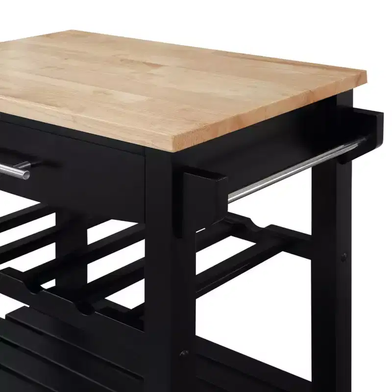 Ellaine 4 Tier Butcher Block Kitchen Cart with Drawer and Wine Rack - Breighton Home