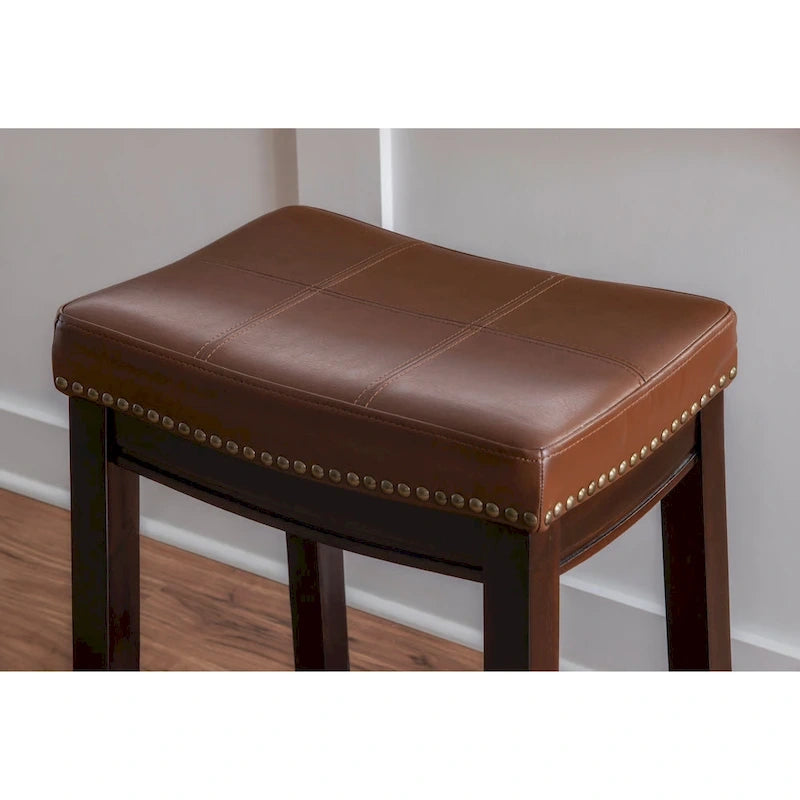 Linon Willamette Cognac Faux Leather Counter Stool