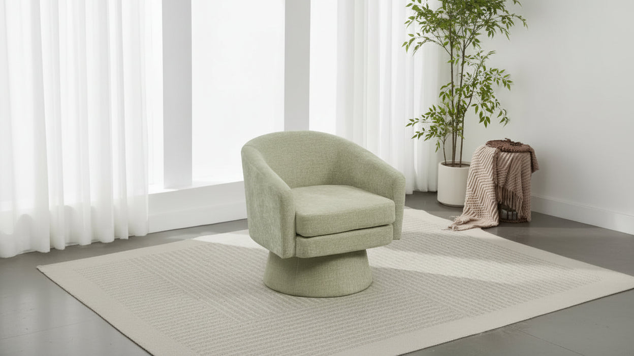 Contemporary 360 Swivel Chenille Upholstered Chair with Cushion