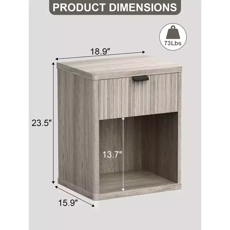 Brown Hardwood Nightstand with Drawer & Open Storage, 1-Piece