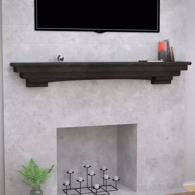 Alconbury Fireplace Mantel Shelf - Black - SEI