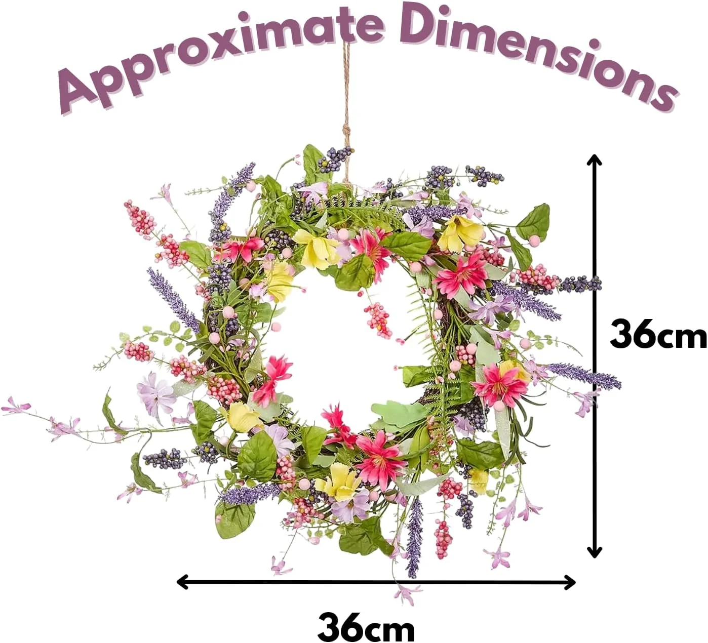 Artificial Spring Door Wreath 45cm Floral Front Door Garland