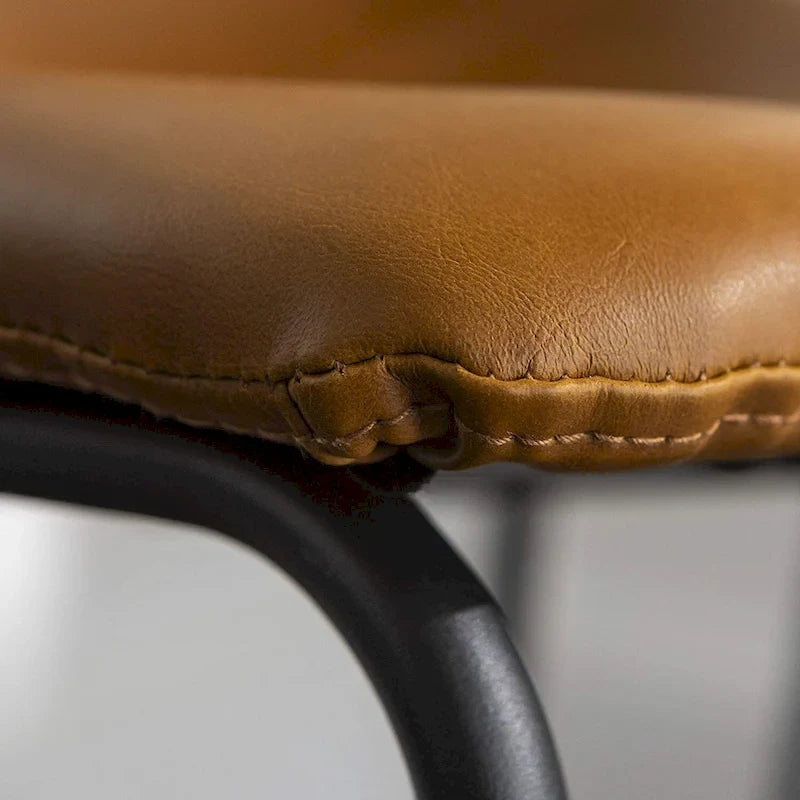 Faux Leather Counter Height Bar Stool with Iron Frame, 30 Inch