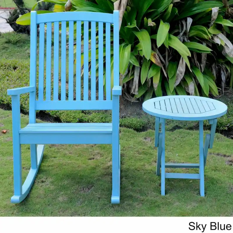 International Caravan Royal Fiji Painted Acacia Rocking Chair and Side Table Set