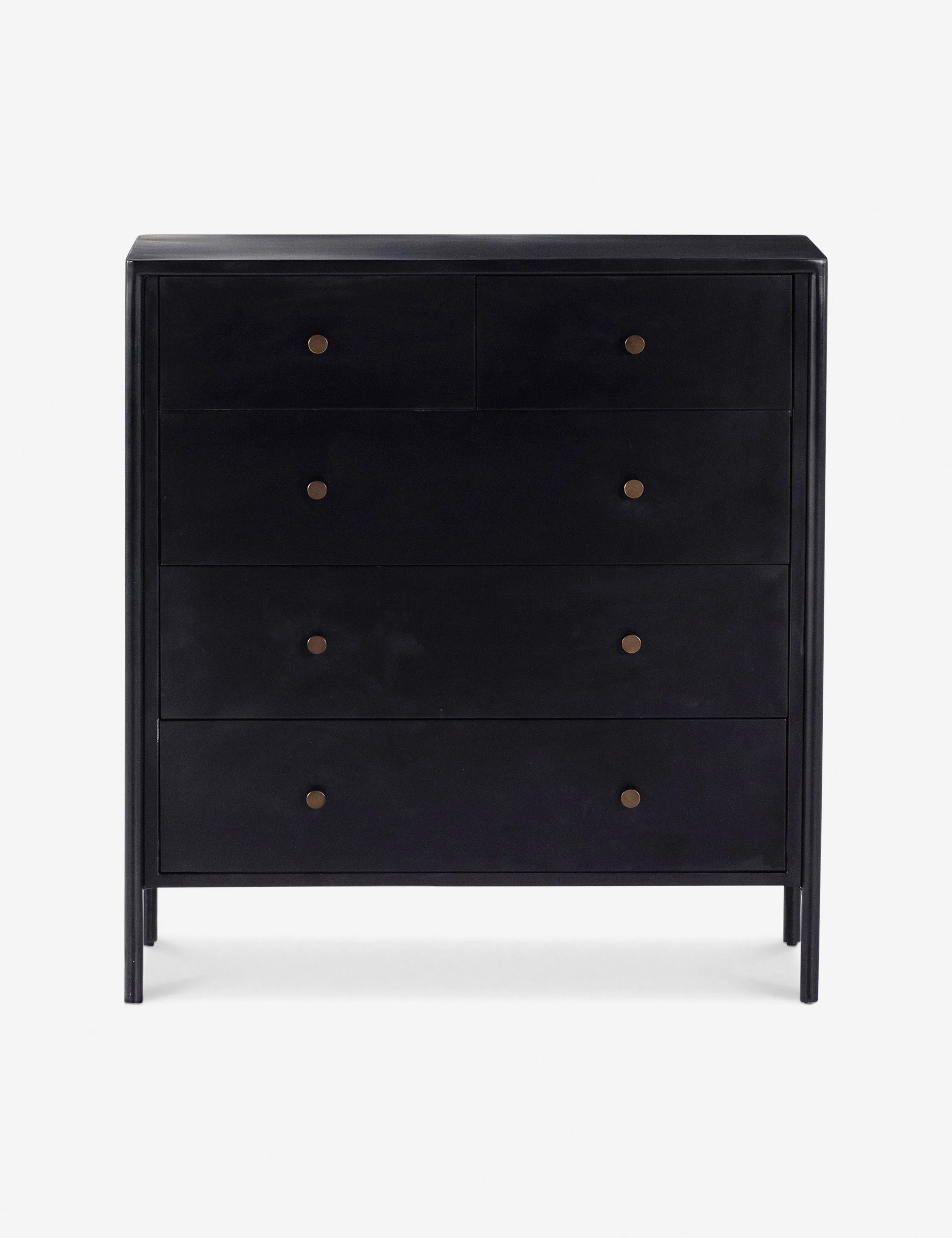 Dresser Black-finished iron set in a refined profile and fitted with bronzed iron hardware to evoke a clean, polished industrial look with stunning