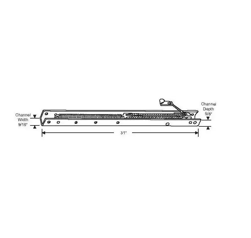 Brixwell Aluminum Window Channel Balance, 31 Length, 9/16 Width, For 16 To 23 lbs Sash Weight, No Sash Guides Attached