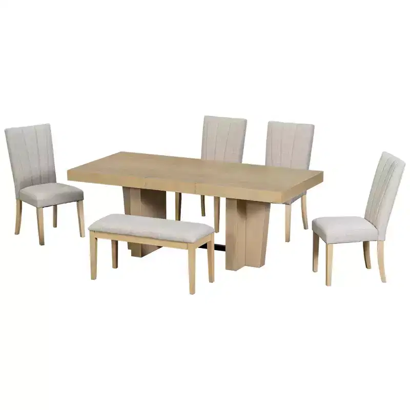 Whisen Extendable Dining Set with Bench & 4 Chairs