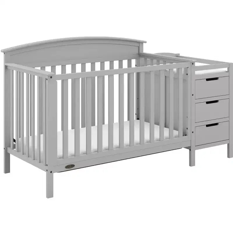 4-in-1 Convertible Crib and Changer with Attached Changing Table