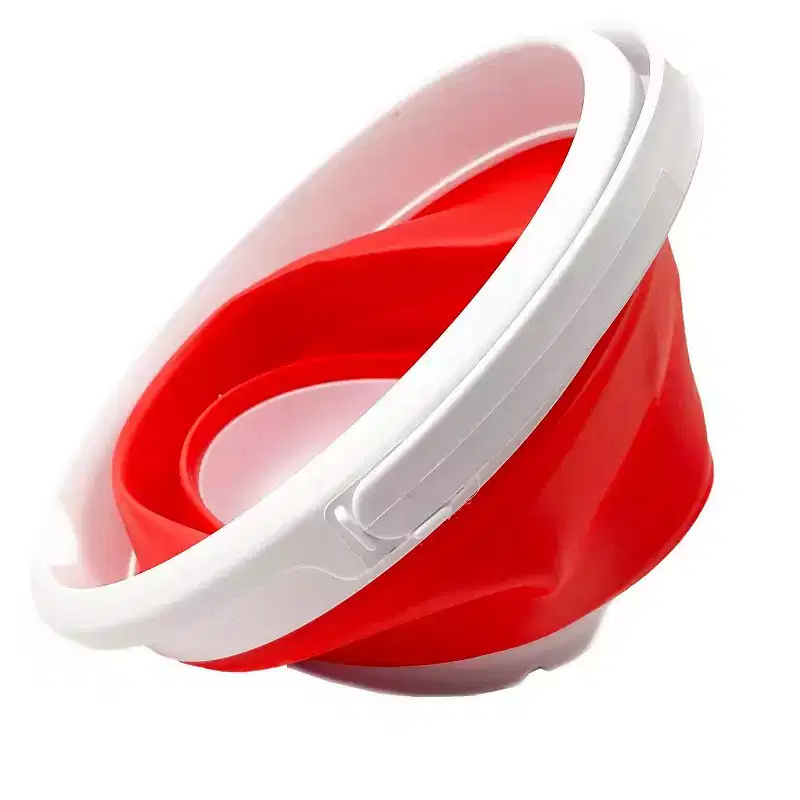 SAMMART 5.5L (1.4 Gallon) Collapsible Plastic Bucket, White/Coral Pink