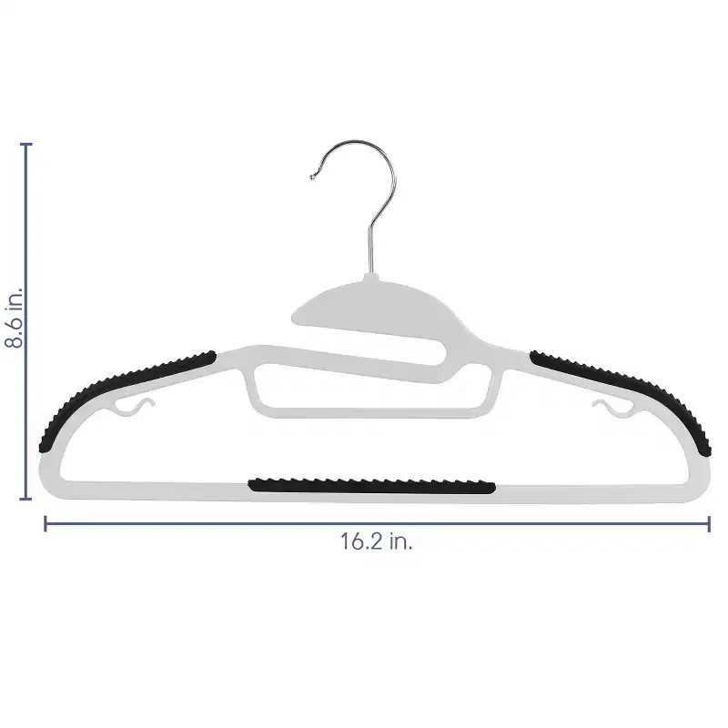 Elama Home 50 Piece Non Slip Hanger with U-slide in White and Black