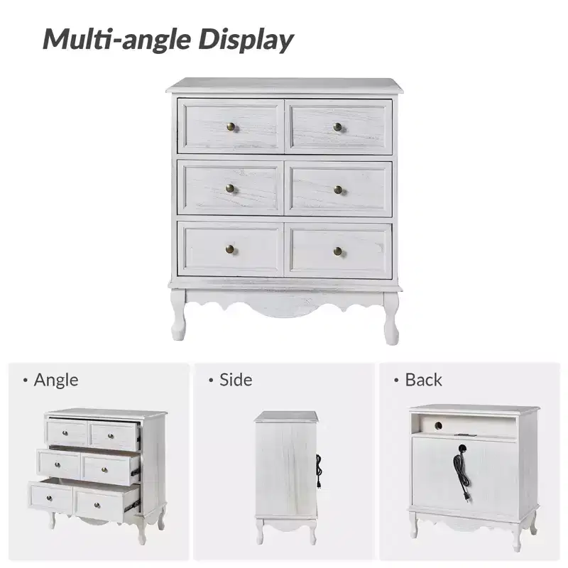 Set of 2 Galatea 32'' Traditional Solid Wood 3 - Drawer Accent Chest with Charging Station | HULALA HOME