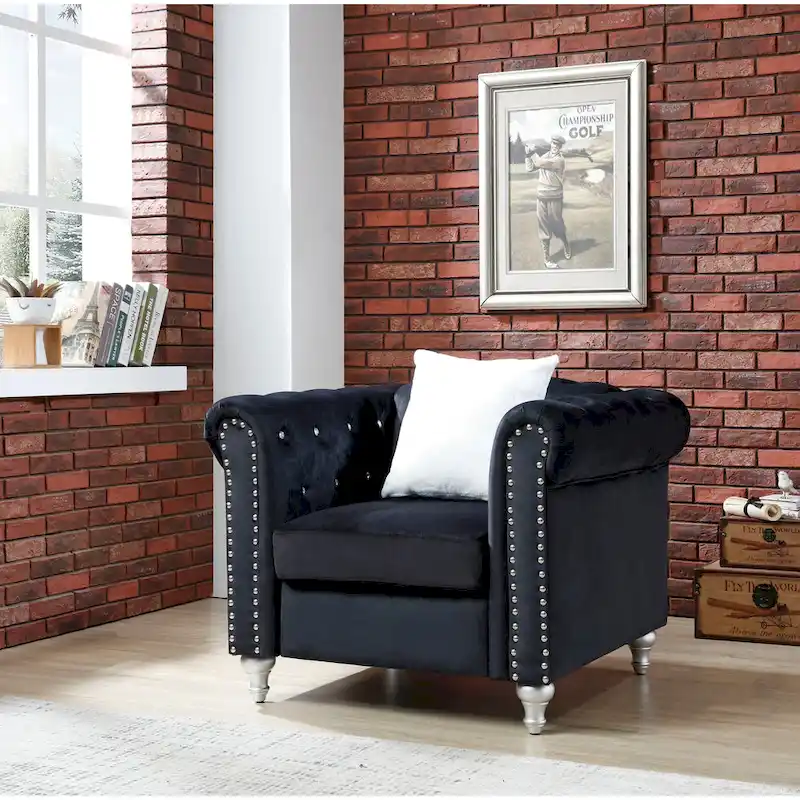 Velvet Crystal Accent Chair