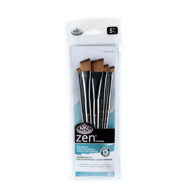 Royal & Langnickel ZEN 73 Series 5pc Multi Media Artist Paint Brush Pack, Angular Assorted