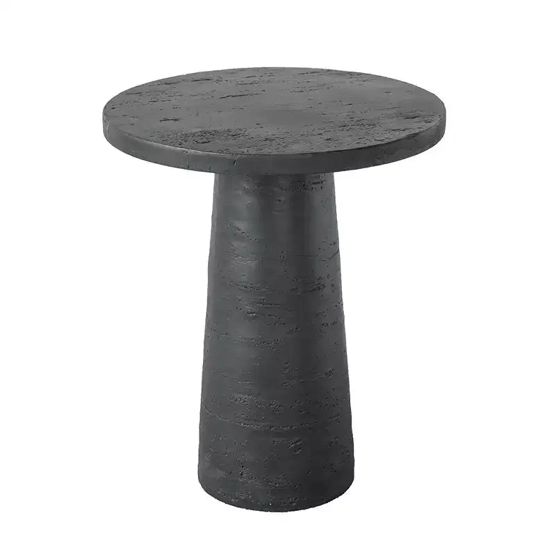 Black Round Side Table with Pedestal Base 22x22x25.5