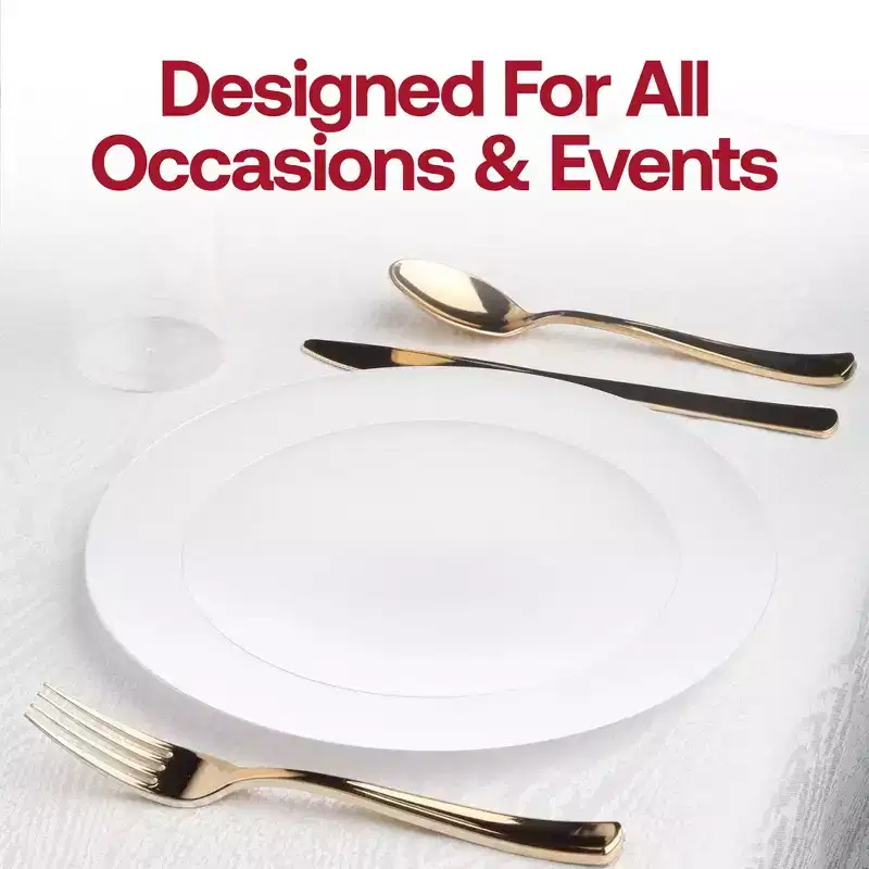 Smarty Had A Party Solid White Organic Round Plastic Wedding Set - 20 Sets