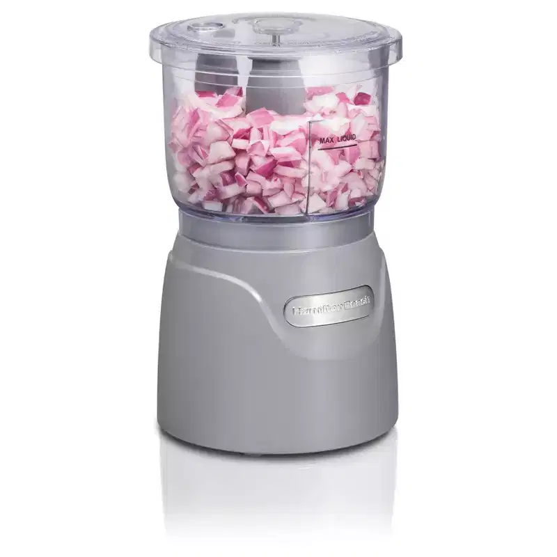 Hamilton Beach 3-Cup Stack & Press Food Chopper - Gray - 72740: Compact Vegetable Processor, Dishwasher-Safe Parts