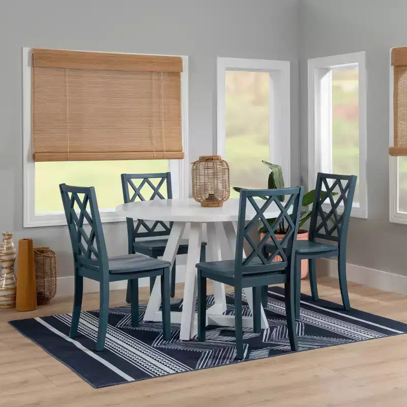 Powell Shelby Solid Wood Round Dining Table White: Seats 4, Lacquered Pedestal Base, 44 Width