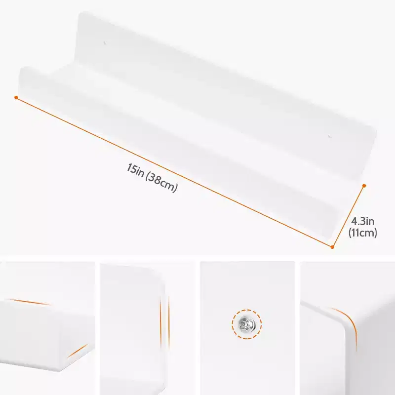 Unique Bargains Bathroom Bedroom Living Room Kitchen Room Acrylic Wall Display Shelf White