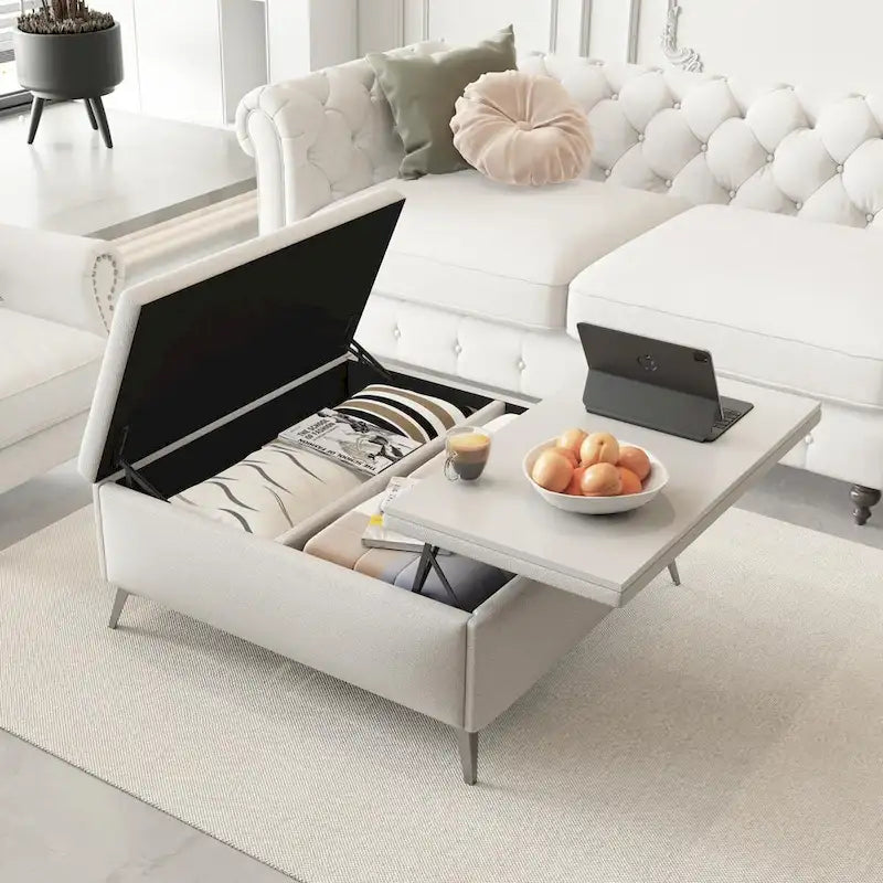 35 Square Lift-Top Storage Ottoman Coffee Table
