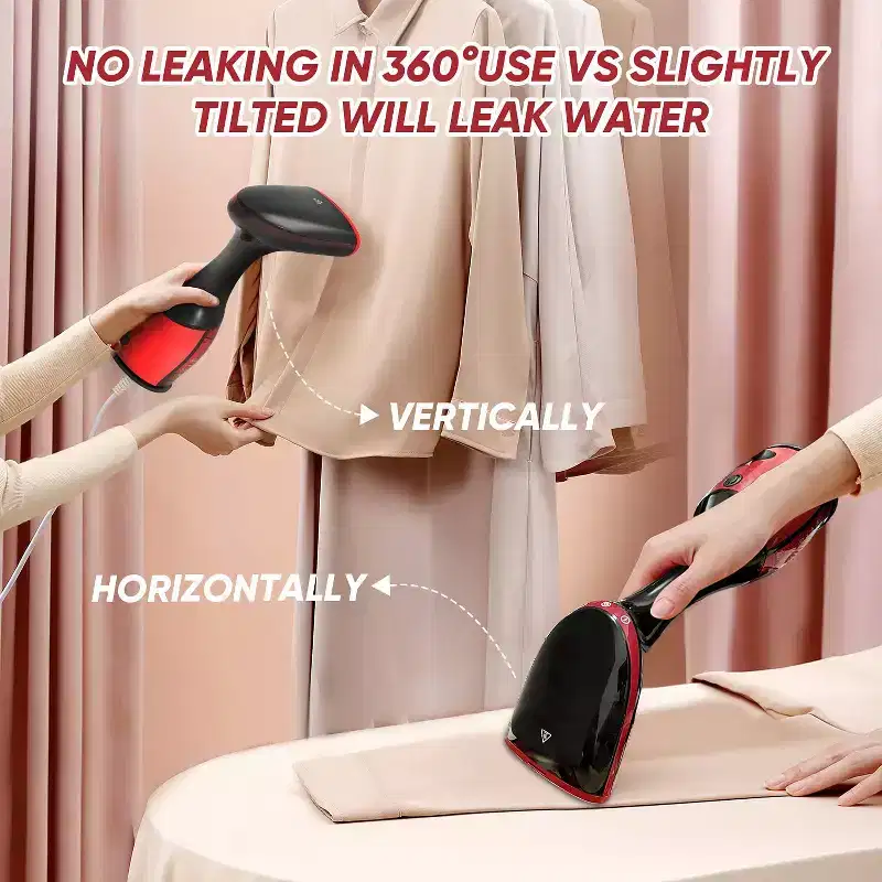 AEMEGO Handheld Steamer for Clothes, Clothes Steamer, Travel Garment Steamer Red