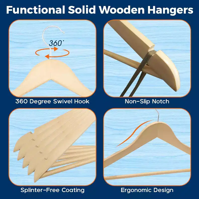 Wooden Hanger,Pack of 50 Colour:Natural