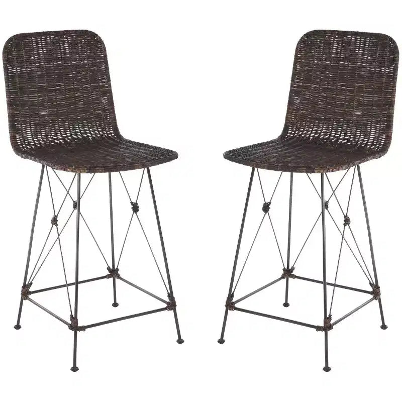 Weaved Rattan Counter Stool Set of 2