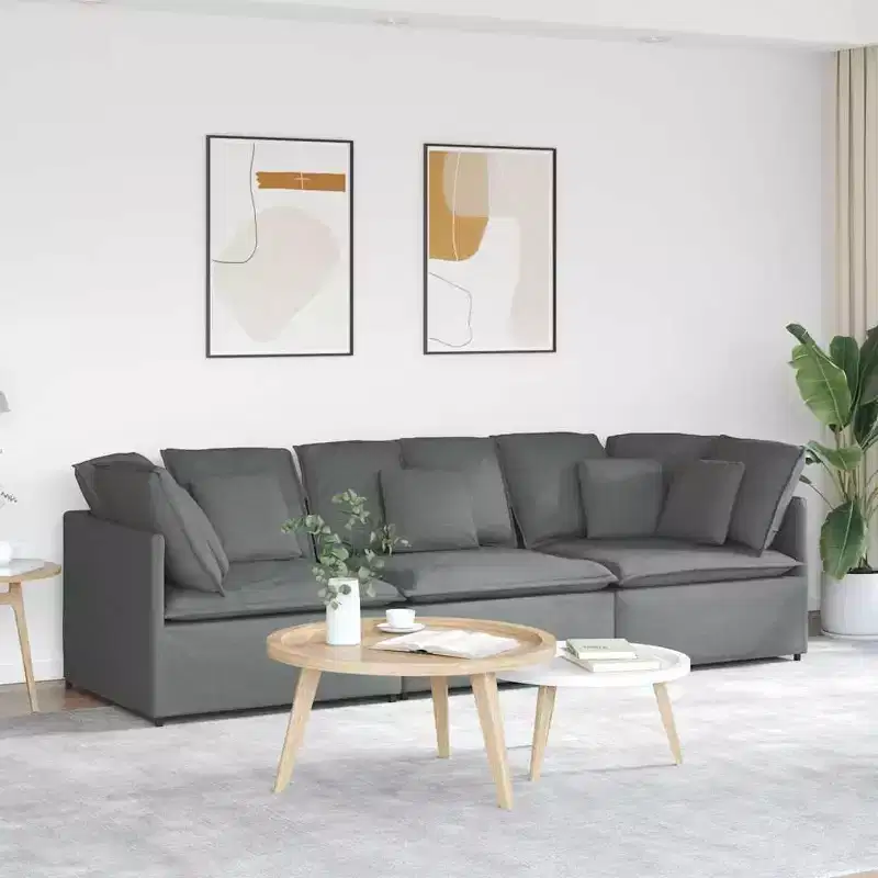 Dark Gray Modular Fabric Sofa, Seats 3