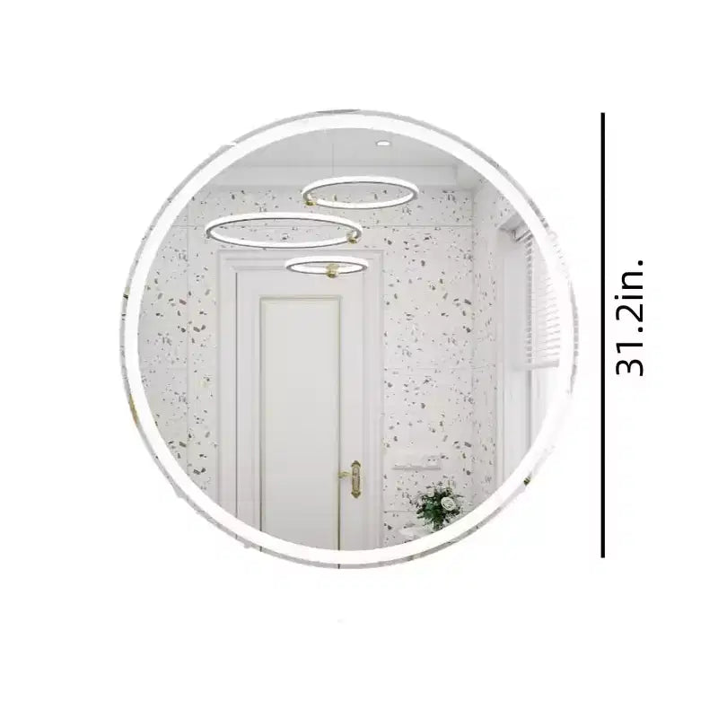 32 Inch LED Bathroom Mirror with Smart Touch Control, Dimmable Anti-Fog Vanity Mirror, Wall Mounted/Plug-in, HD Glass