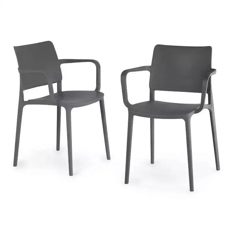 WRGHOME Garden Modern Outdoor/Indoor Plastic Resin Stacking Patio Dining Chairs (Set of 2)