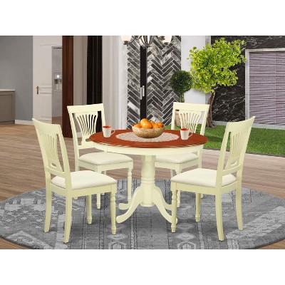 HomeStock 5-Piece Buttermilk and Cherry Finish Solid Wood Top Dining table with 4 Chairs