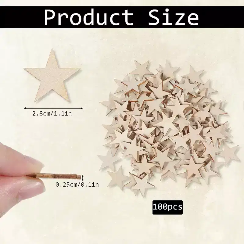 Home Collection 100Pcs Unfinished Wooden Stars for Crafts