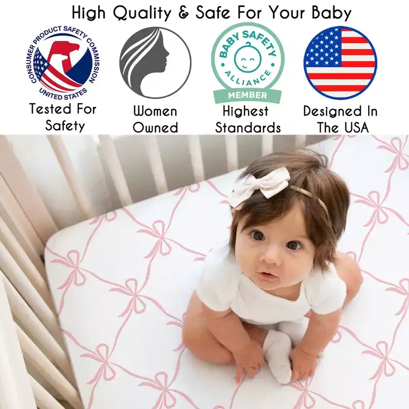 Sweet Jojo Designs Girl Fitted Crib Sheets Ballerina and Ballet Bows Pink and White 3pc