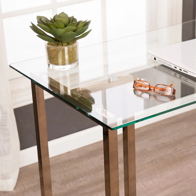 Champagne Glass & Metal Writing Desk, 48